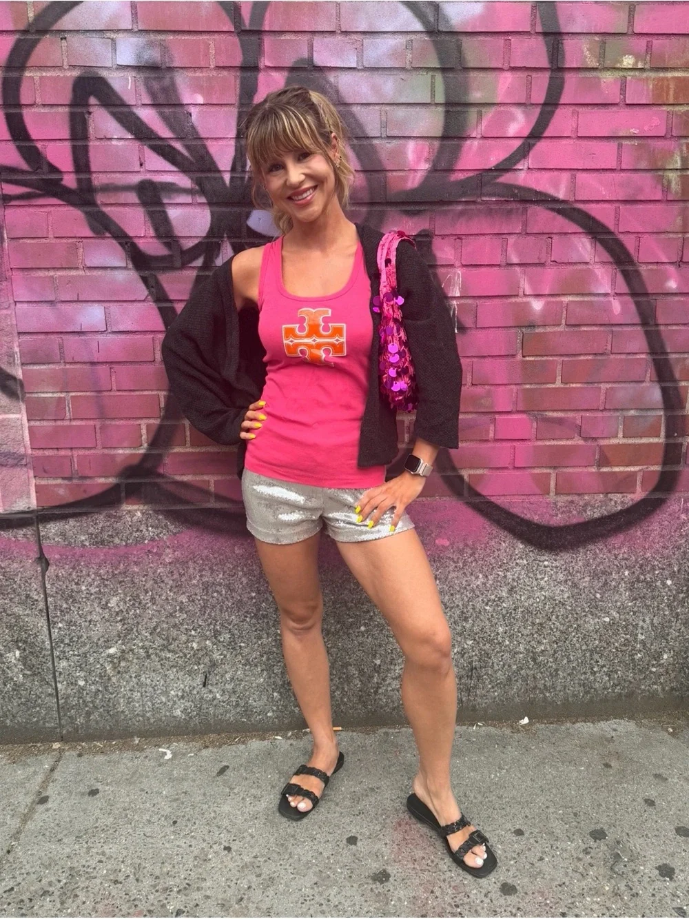 Tory Burch Pink Tank with Orange Logo
